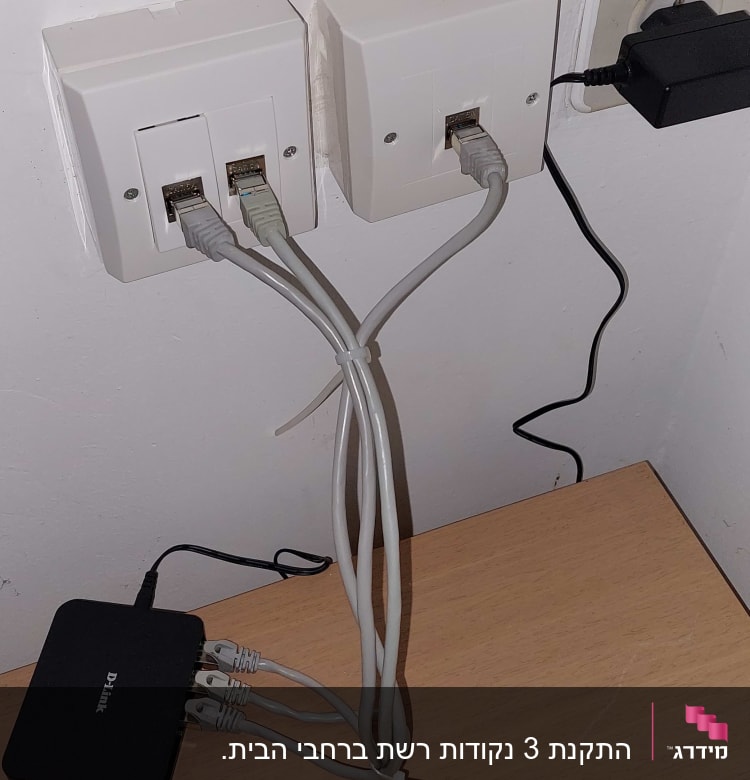 התקנת 3 נקודות רשת ברחבי הבית.